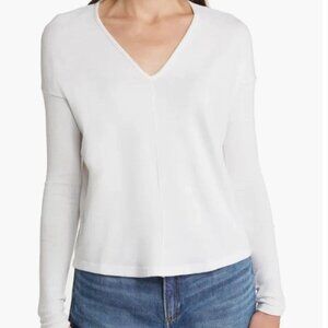 RAG & BONE White V-neck Long Sleeve Knit T-Shirt Sz M
